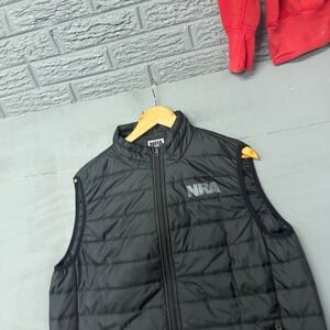 NRA Mens Quilted Puffer Vest Black Full Zip Mock Neck Sleeveless Jacket Large